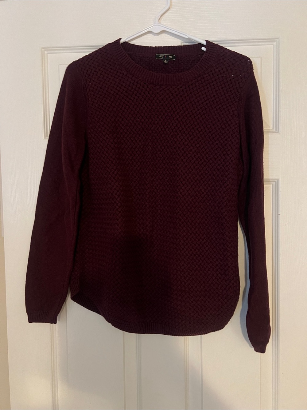 Lety & Me Deep Wine Knit Crewneck Sweater